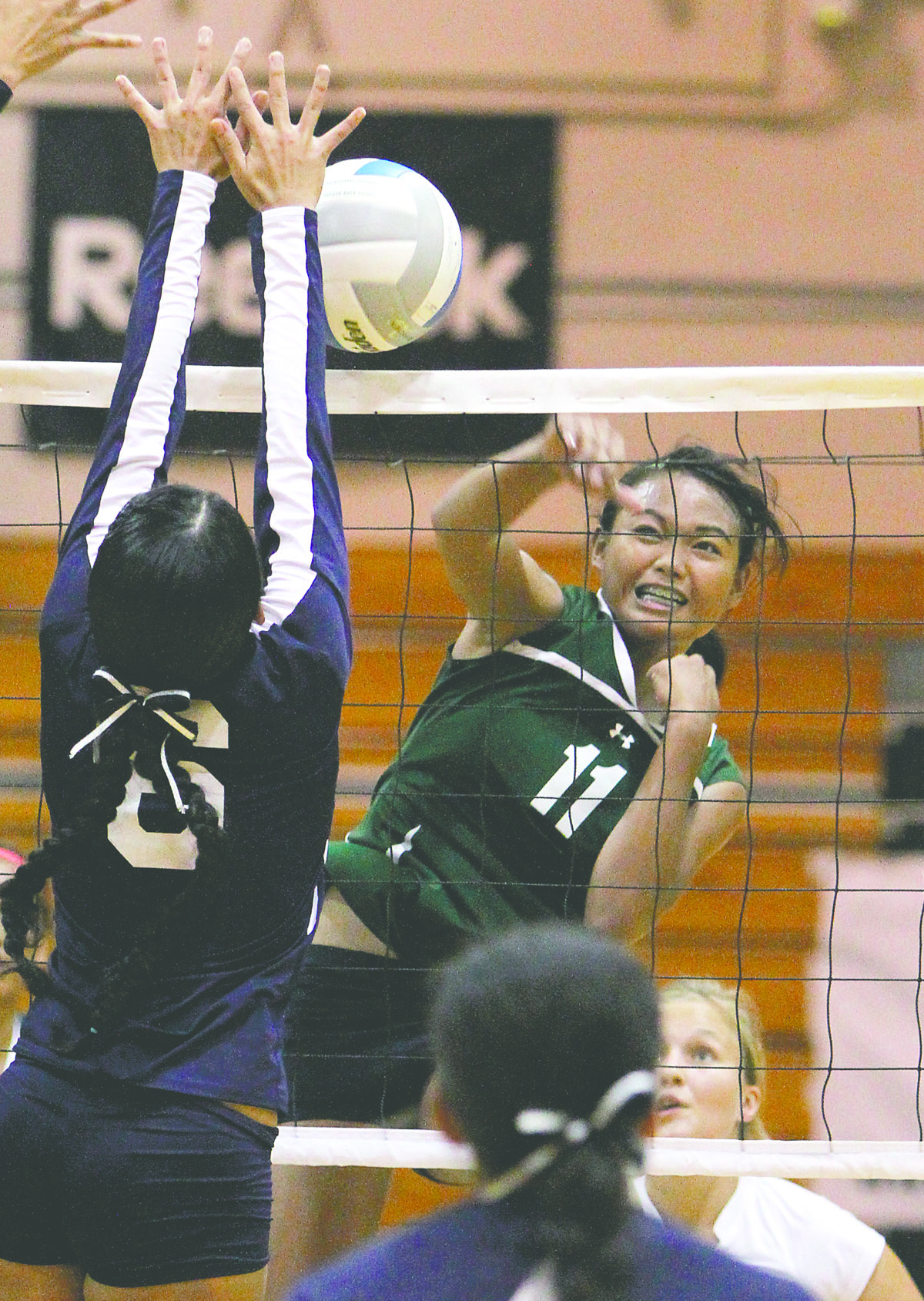 JAY METZGER/Stephens Media Hawaii Chanelle Molina rips a spike Thursday during Konawaena's 25-20, 25-14, 25-20 victory against Waimea on Thursday in the semifinals of the HHSAA Division II volleyball tournament.