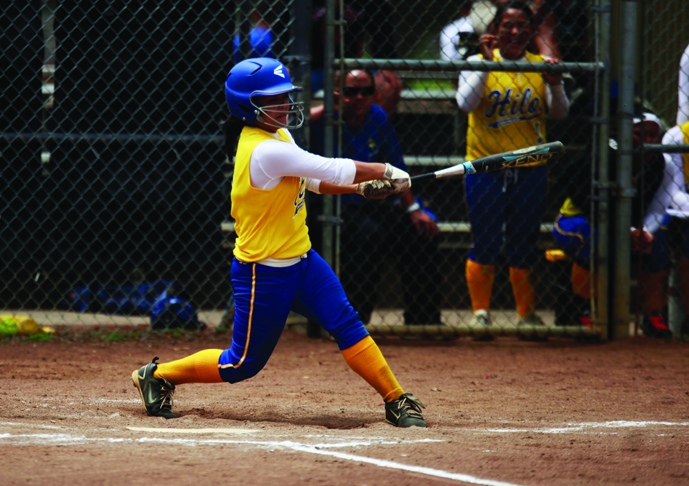 HOLLYN JOHNSON/Tribune-Herald  Hilo’s Shyanne Higa-Gonslalves finished with two hits Saturday.