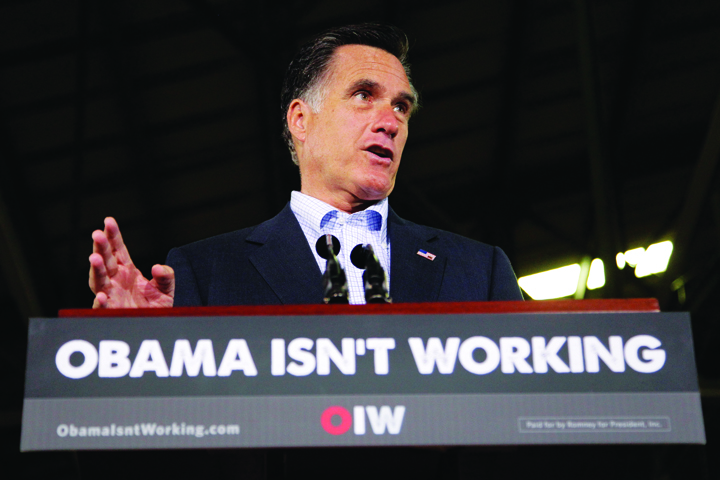 Associated PressRepublican presidential candidate Mitt Romney speaks at the closed National Gypsum drywall factory in Lorain, Ohio, on Thursday.