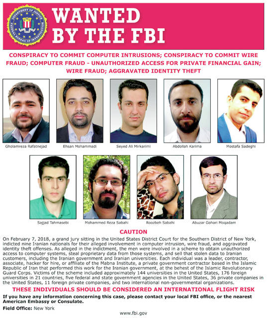 US Charges 9 Iranians In Massive Hacking Scheme - Hawaii Tribune-Herald