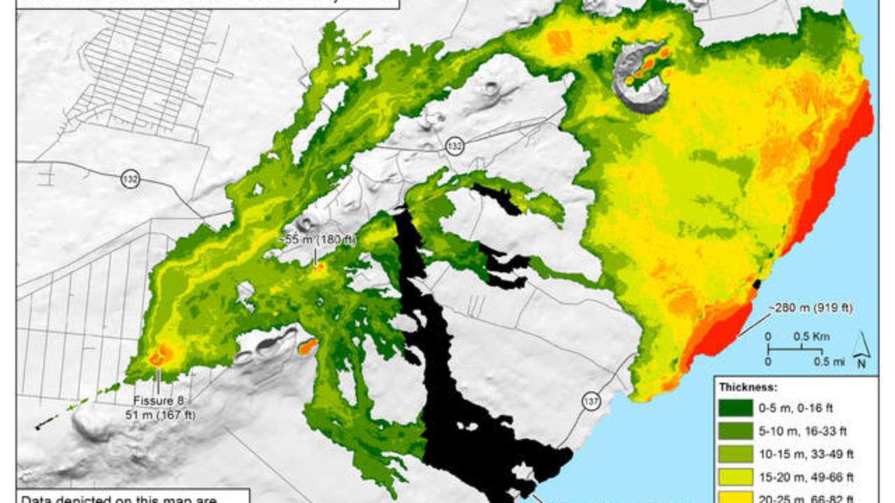 Leilani Estates Lava Map Geologists Map Lava Thickness - Hawaii Tribune-Herald