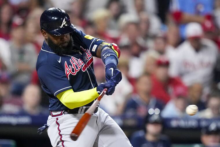 Bryce Harper slugs 2 more homers as Phillies pound Braves 10-2 in Game 3 of  NL Division Series - Hawaii Tribune-Herald